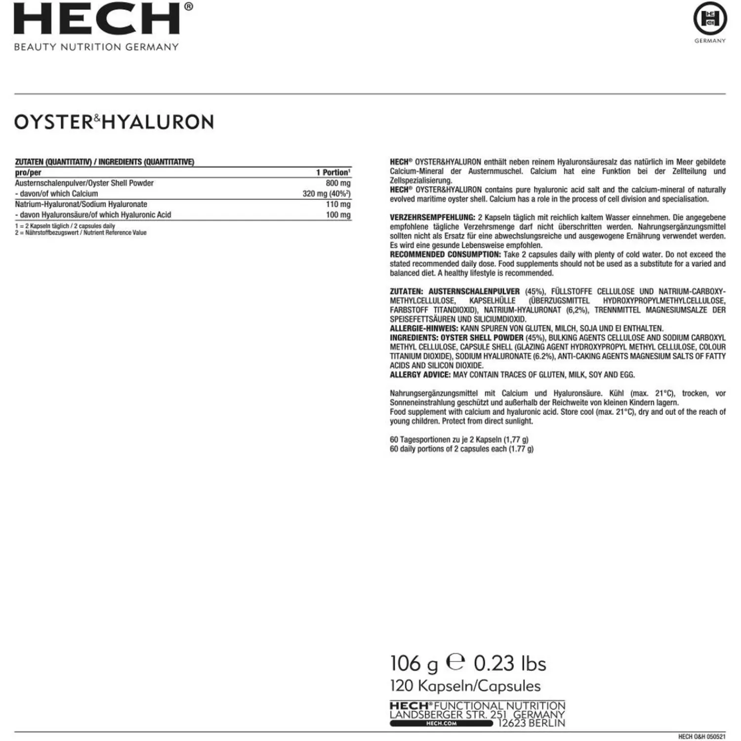 HECH Oester + Hyaluron