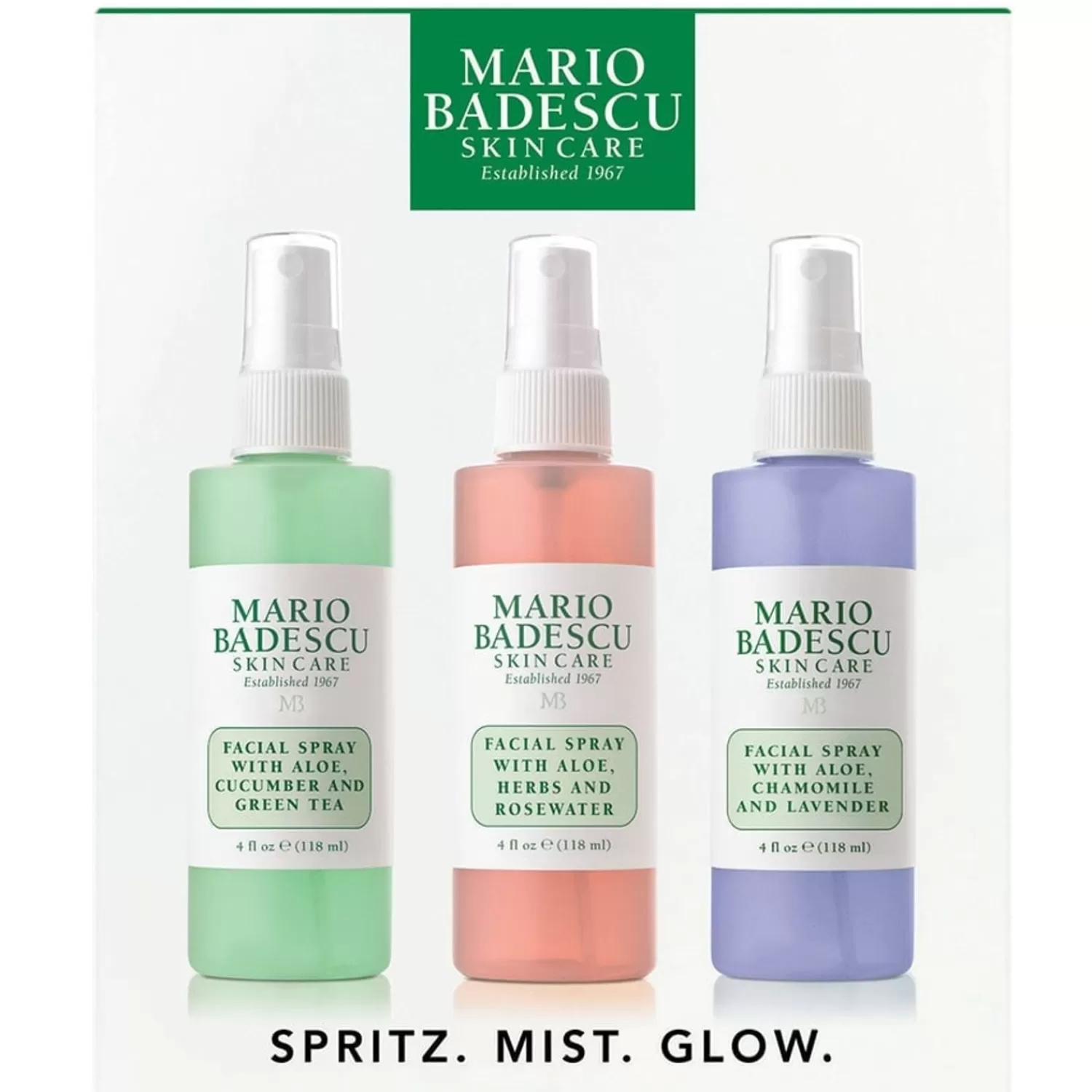 Mario Badescu Face Spa Spritz. De Nevel. Gloed. Set