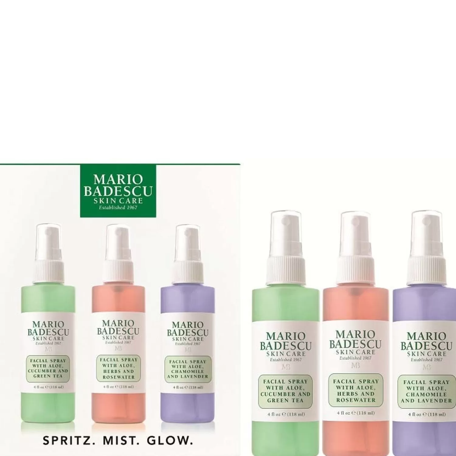 Mario Badescu Face Spa Spritz. De Nevel. Gloed. Set